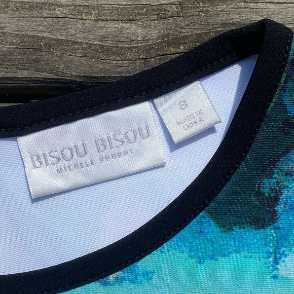 Bisou Bisou floral sheath dress sleeveless with contrast Sz Small - Picture 6 of 16